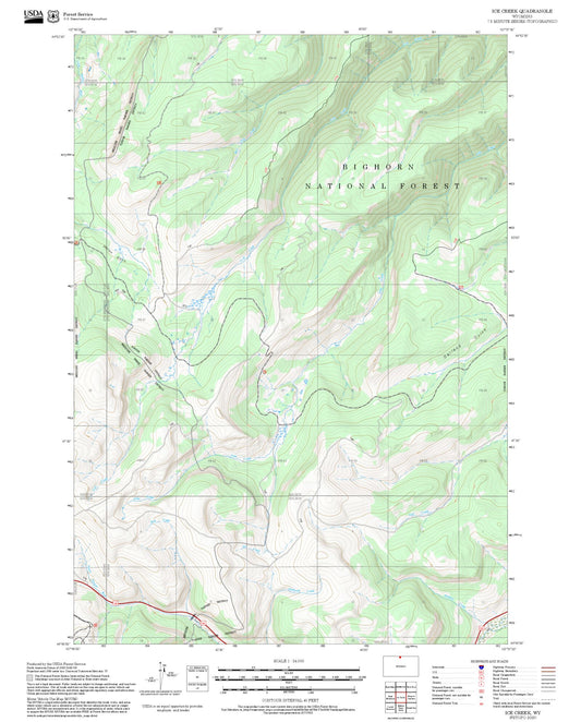 2025 Forest Service Topo Map of Ice Creek Wyoming