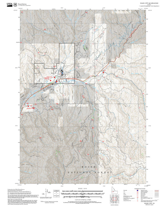 2025 Forest Service Topo Map of Idaho City Idaho