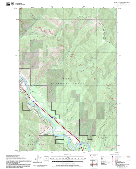 2025 Forest Service Topo Map of Idaho Gulch Montana