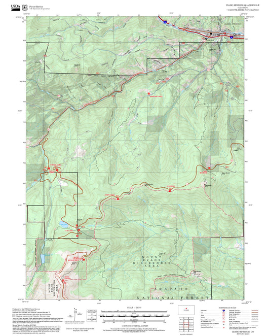 2025 Forest Service Topo Map of Idaho Springs Colorado