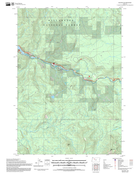 2025 Forest Service Topo Map of Idanha Oregon