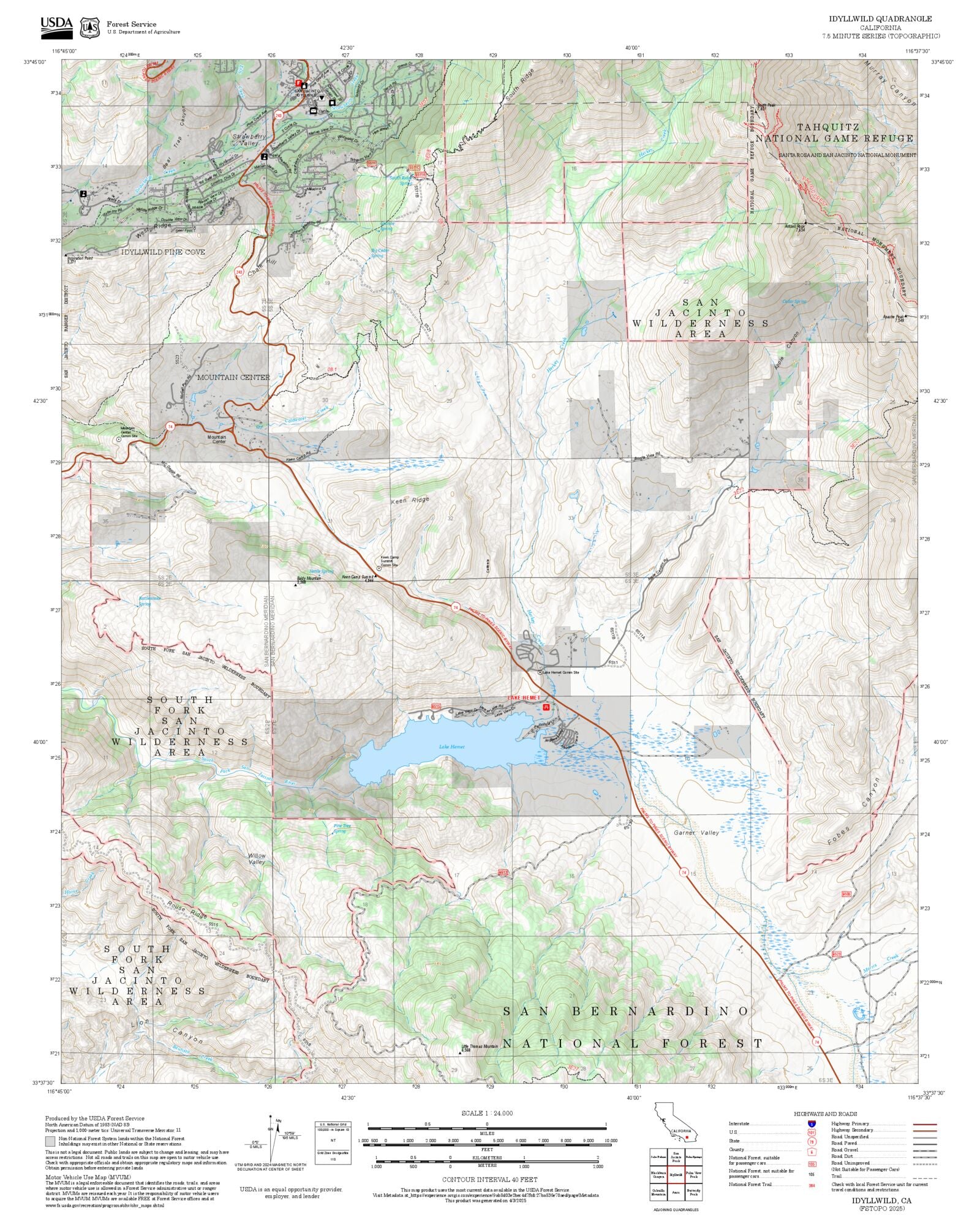 2025 Forest Service Topo Map of Idyllwild California – MyTopo Map Store