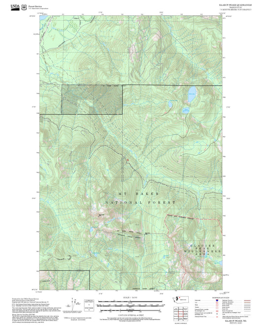 2025 Forest Service Topo Map of Illabot Peaks Washington