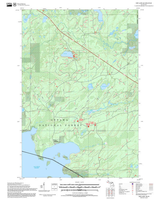 2025 Forest Service Topo Map of Imp Lake Michigan