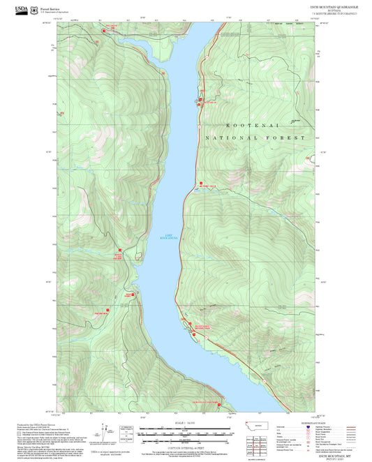 2025 Forest Service Topo Map of Inch Mountain Montana