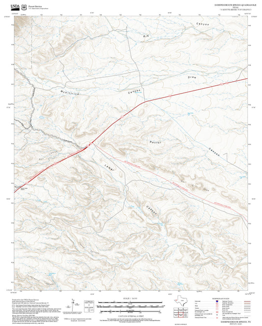 2025 Forest Service Topo Map of Independence Spring Texas