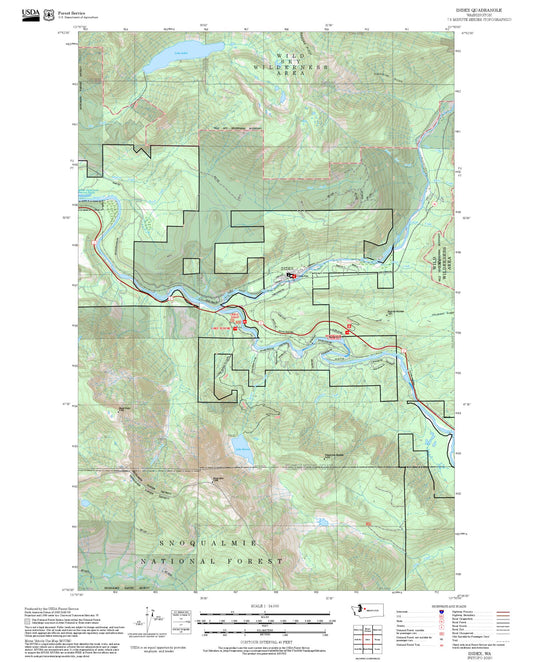 2025 Forest Service Topo Map of Index Washington