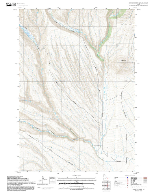 2025 Forest Service Topo Map of Indian Creek Idaho