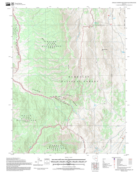 2025 Forest Service Topo Map of Indian Garden Mountain Nevada
