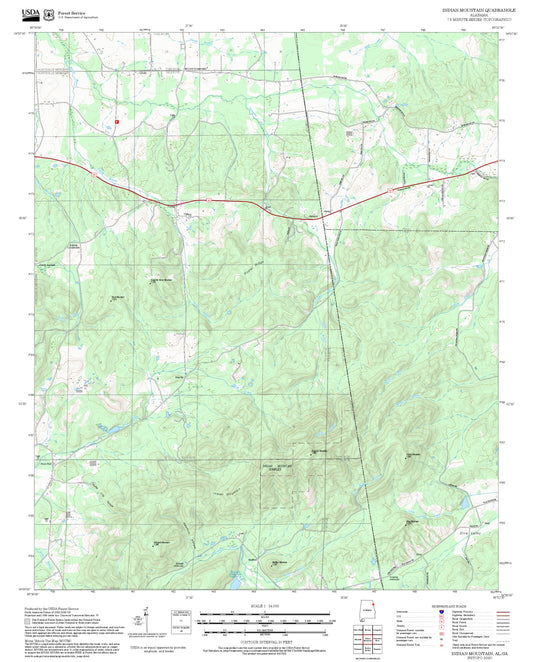 2025 Forest Service Topo Map of Indian Mountain Alabama