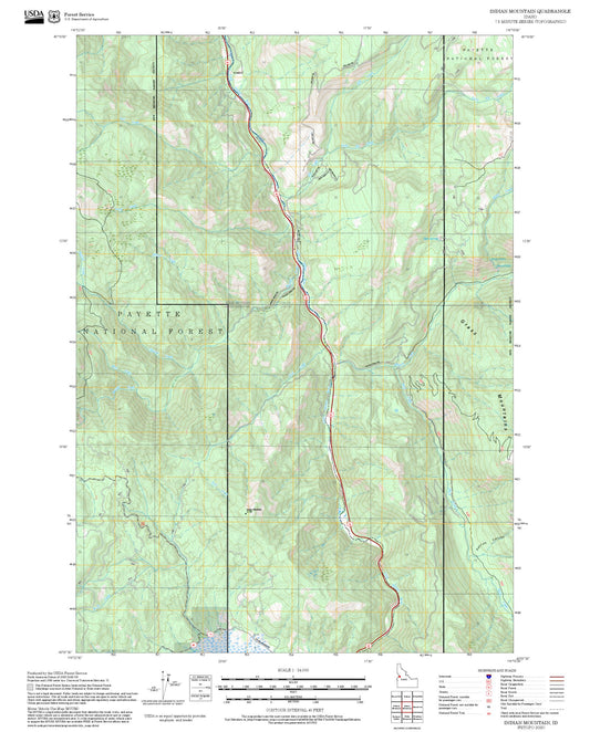 2025 Forest Service Topo Map of Indian Mountain Idaho