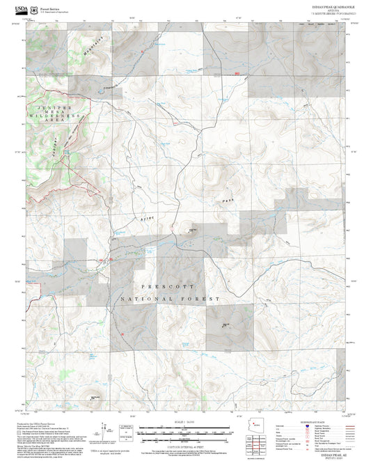 2025 Forest Service Topo Map of Indian Peak Arizona