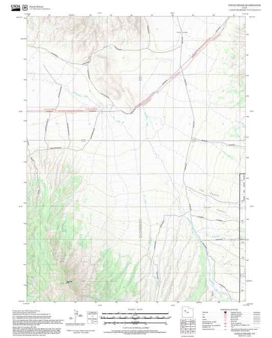 2025 Forest Service Topo Map of Indian Peaks Utah