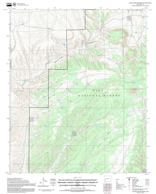2025 Forest Service Topo Map of Indian Peaks West New Mexico