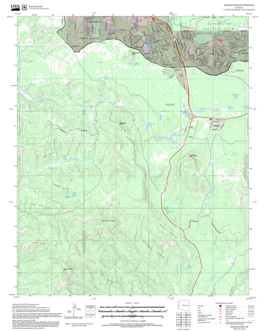 2025 Forest Service Topo Map of Indian Pine Arizona