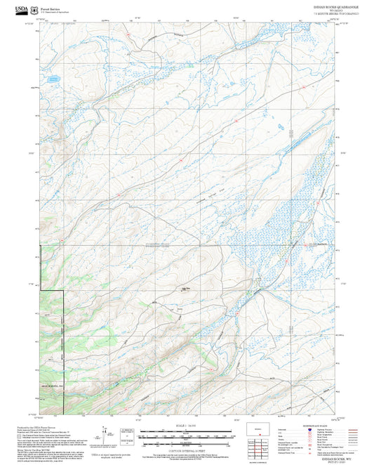 2025 Forest Service Topo Map of Indian Rocks Wyoming