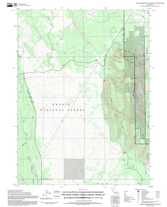 2025 Forest Service Topo Map of Indian Spring Mountain California