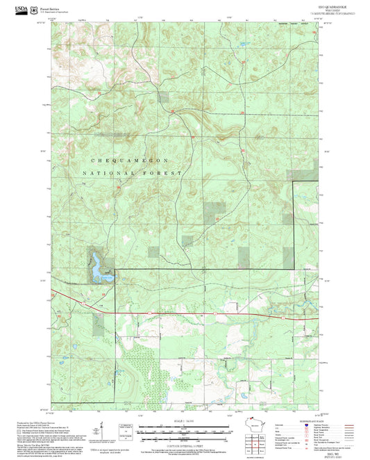 2025 Forest Service Topo Map of Ino Wisconsin