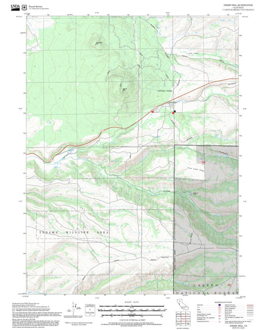 2025 Forest Service Topo Map of Inskip Hill California