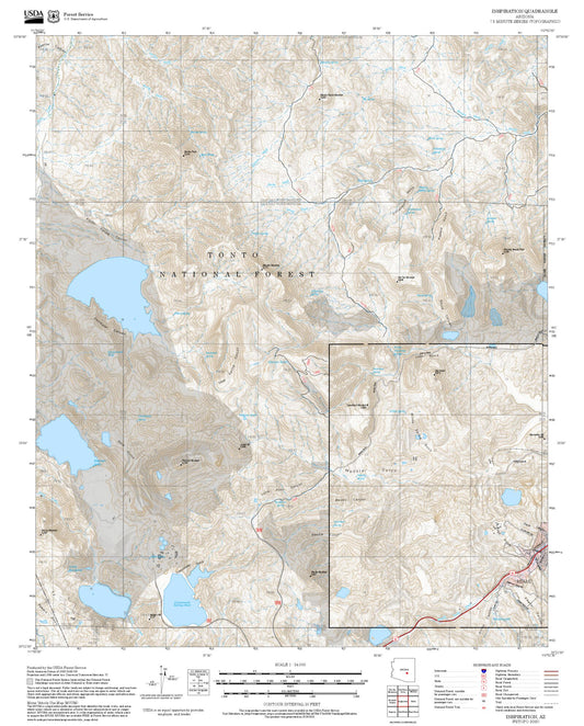 2025 Forest Service Topo Map of Inspiration Arizona