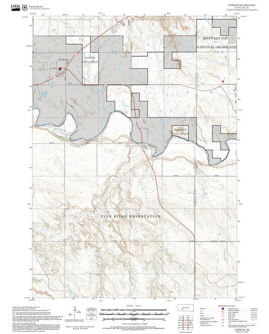 2025 Forest Service Topo Map of Interior South Dakota
