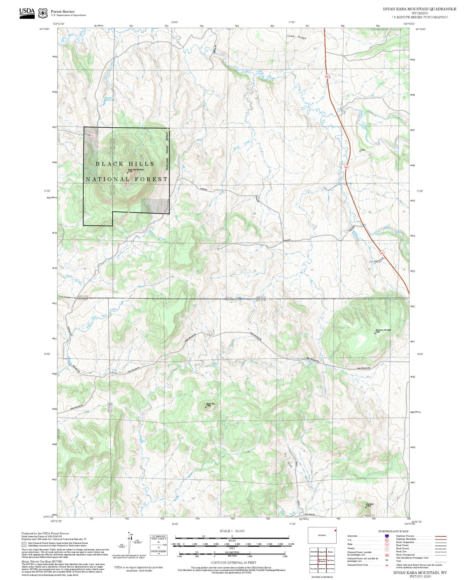 Inyan Rectangular 2025 Forest Service Topo Map of Inyan Kara Mountain Wyoming – MyTopo ...