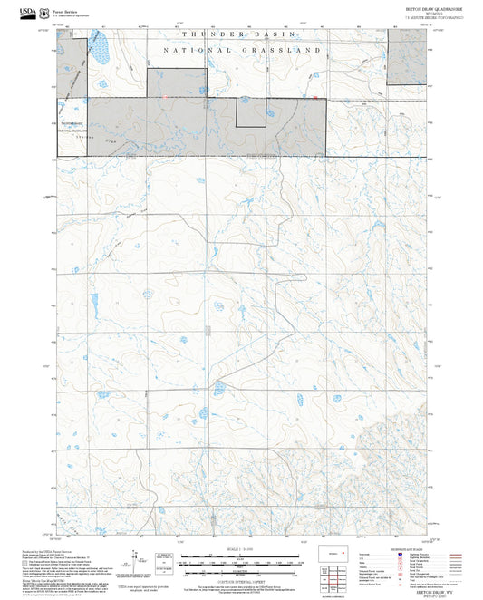 2025 Forest Service Topo Map of Ireton Draw Wyoming