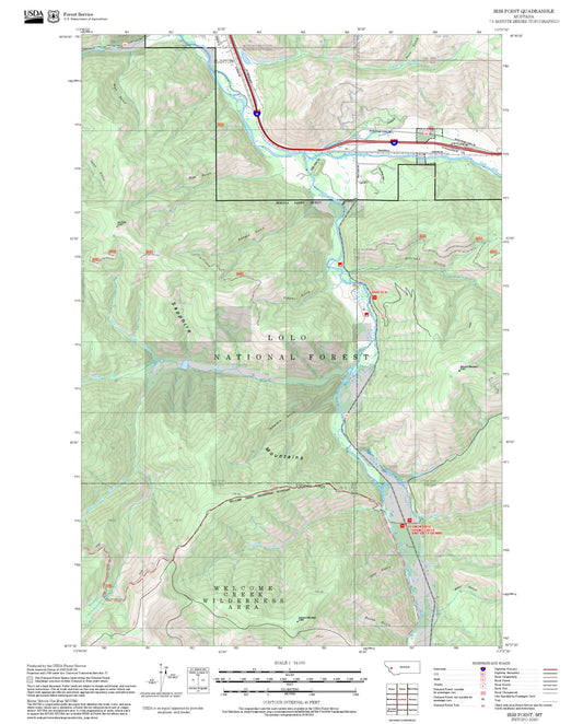 2025 Forest Service Topo Map of Iris Point Montana