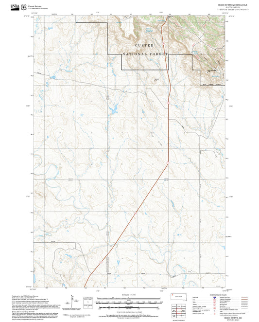 2025 Forest Service Topo Map of Irish Butte South Dakota