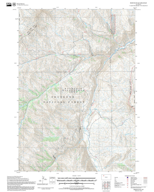2025 Forest Service Topo Map of Irish Rock Wyoming
