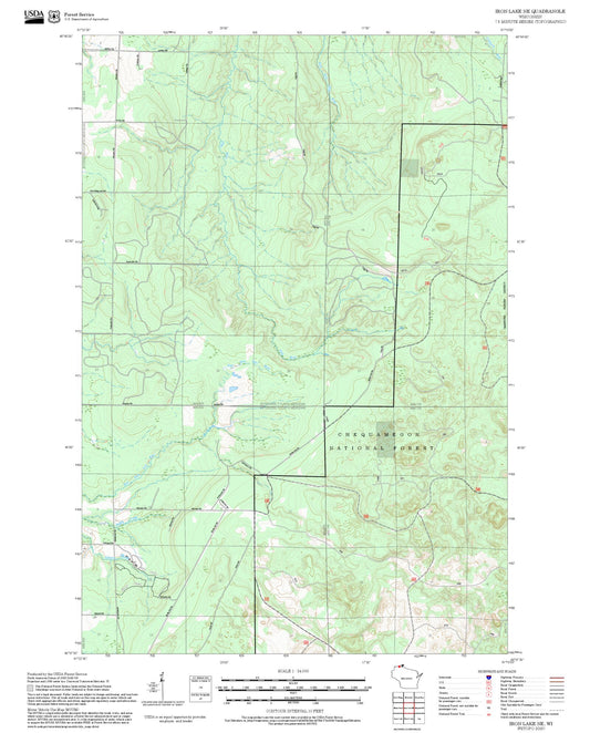 2025 Forest Service Topo Map of Iron Lake NE Wisconsin