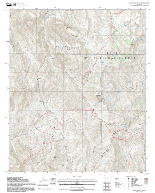 2025 Forest Service Topo Map of Iron Mountain Arizona