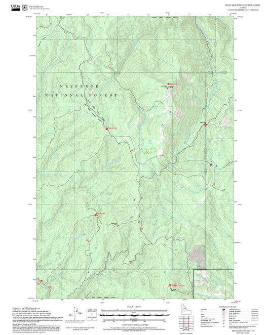 2025 Forest Service Topo Map of Iron Mountain Idaho