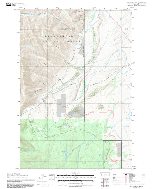 2025 Forest Service Topo Map of Isaac Meadows Montana