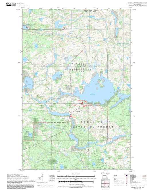 2025 Forest Service Topo Map of Isabella Lake Minnesota