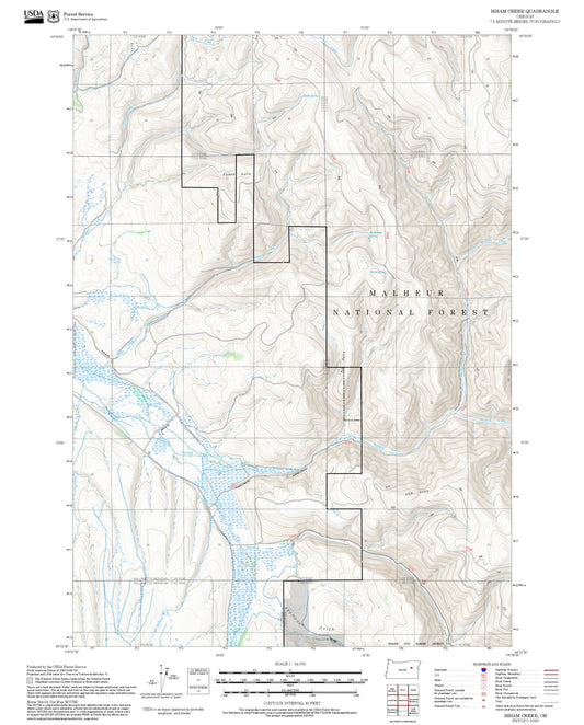 2025 Forest Service Topo Map of Isham Creek Oregon