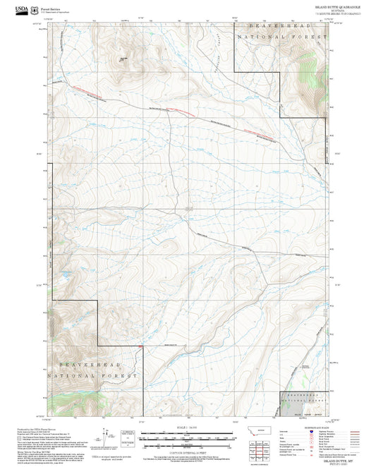 2025 Forest Service Topo Map of Island Butte Montana