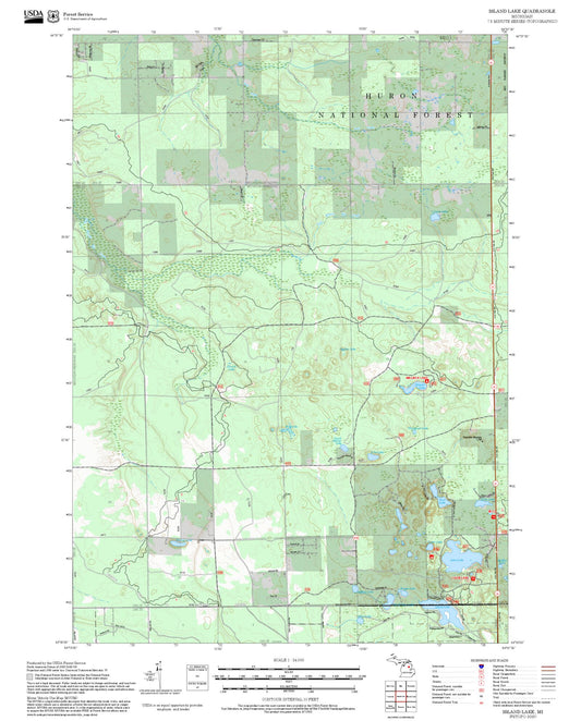 2025 Forest Service Topo Map of Island Lake Michigan