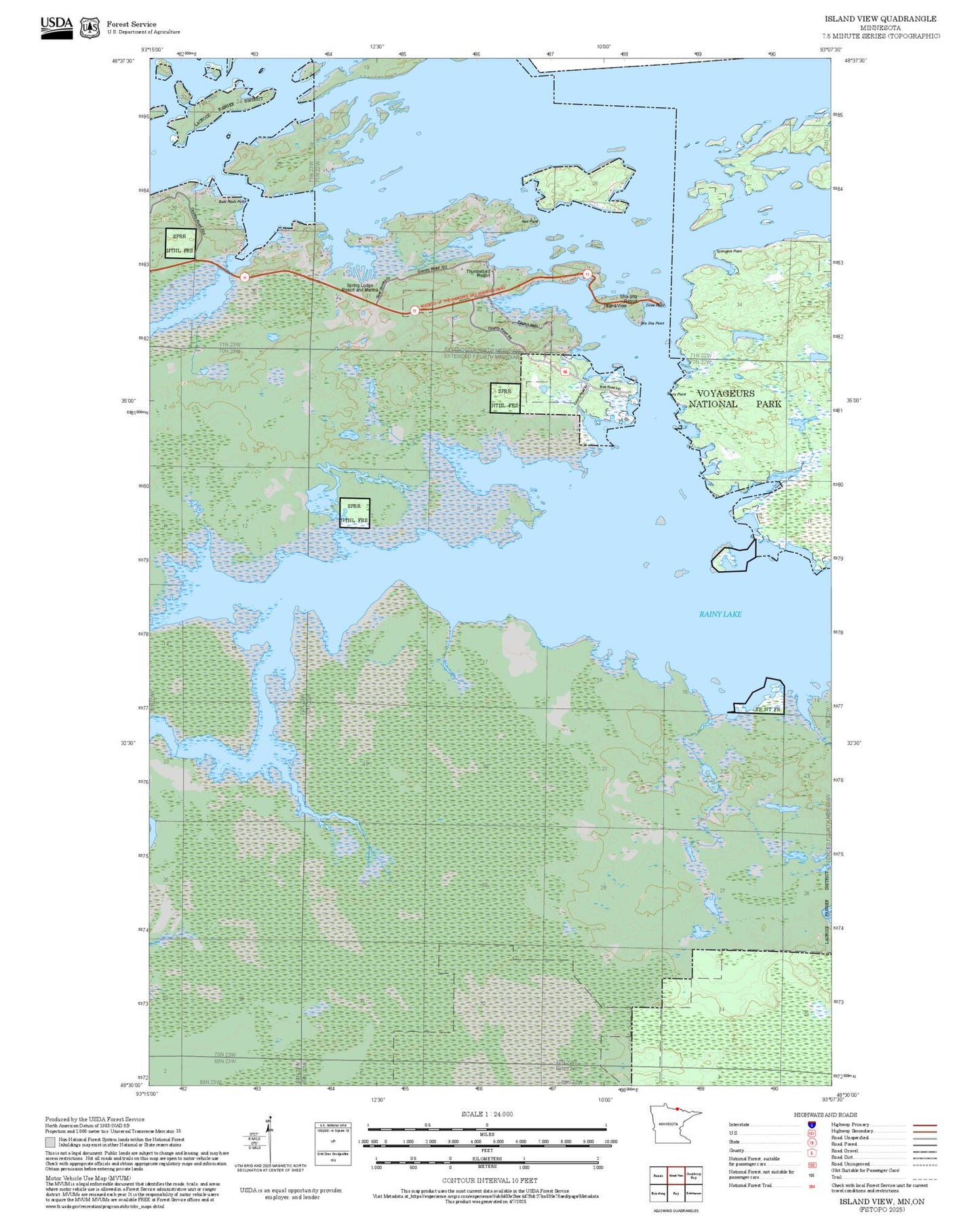 2025 Forest Service Topo Map of Island View Minnesota