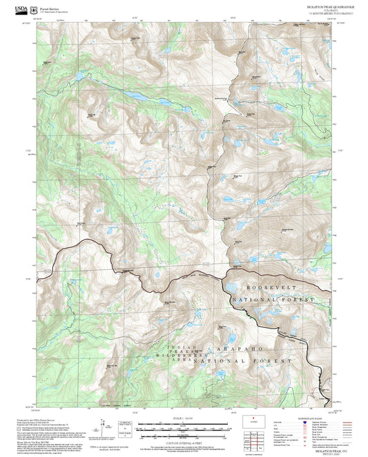 2025 Forest Service Topo Map of Isolation Peak Colorado