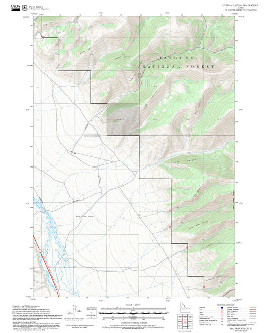 2025 Forest Service Topo Map of Italian Canyon Idaho
