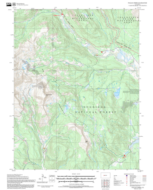 2025 Forest Service Topo Map of Italian Creek Colorado