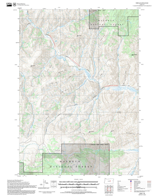 2025 Forest Service Topo Map of Izee Oregon