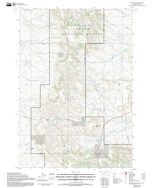 2025 Forest Service Topo Map of J B Hill South Dakota
