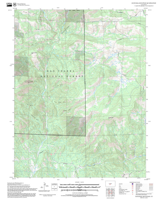 2025 Forest Service Topo Map of Jack Hall Mountain Colorado