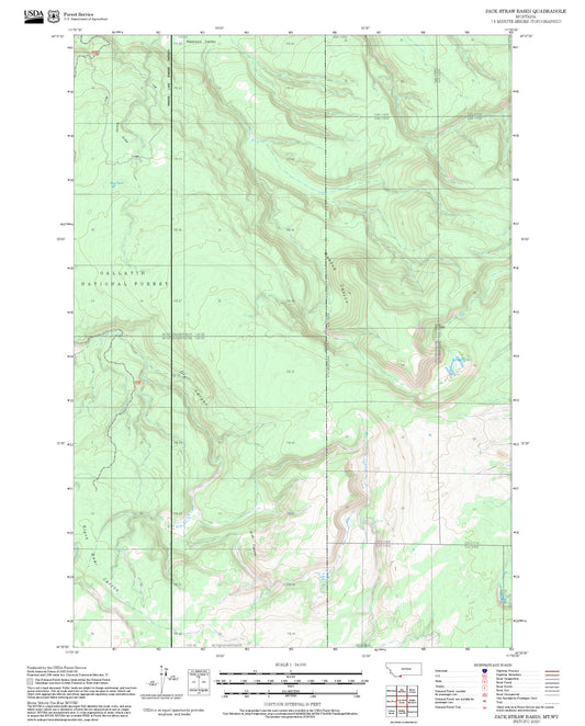 2025 Forest Service Topo Map of Jack Straw Basin Montana