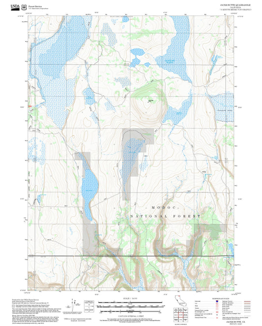 2025 Forest Service Topo Map of Jacks Butte California
