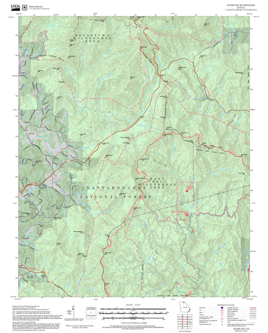 2025 Forest Service Topo Map of Jacks Gap Georgia