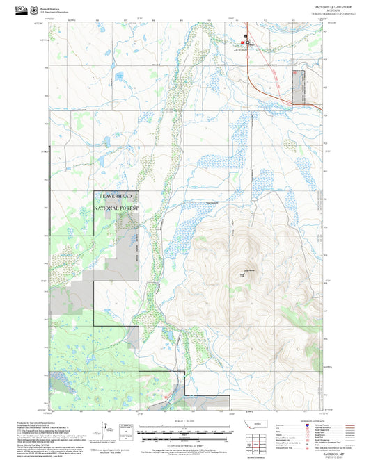 2025 Forest Service Topo Map of Jackson Montana