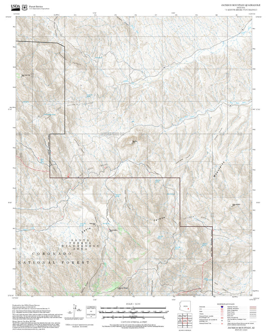 2025 Forest Service Topo Map of Jackson Mountain Arizona